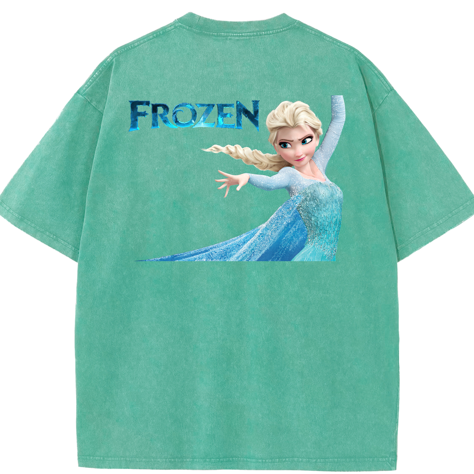 （画像用） アナと雪の女王 アンナ エルサ Frozen Anna Elsa 綿100% ヴィンテージ風 半袖Tシャツ（背面プリント）